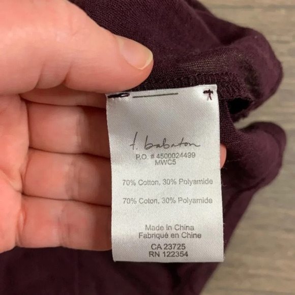 Aritzia Babaton T-shirt Top Sheer Mesh Short Sleeve Crew neck Maroon Size XS - Picture 8 of 9